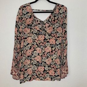 Black blouse with floral print